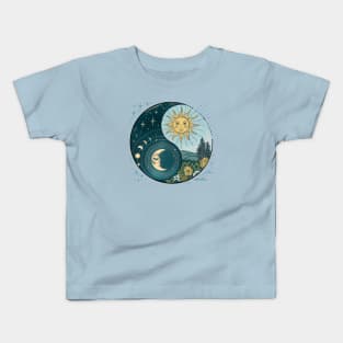 Yin Yang Sun and Moon Celestial Harmony Kids T-Shirt